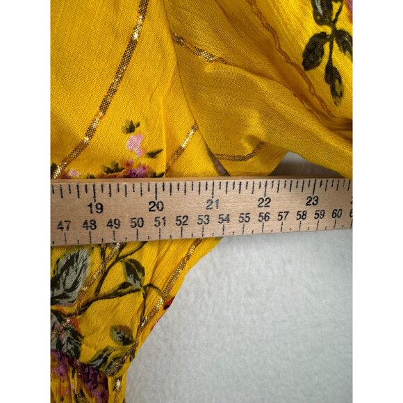 Me 2‎ Magic Bohemian Floral Yellow Maxi Dress vibrant 90s sz L - Picture 5 of 9